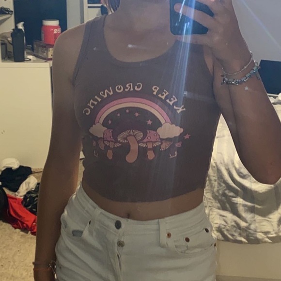 Thrifted Mocha Keep Growing Tank Top Size XS - Picture 2 of 3